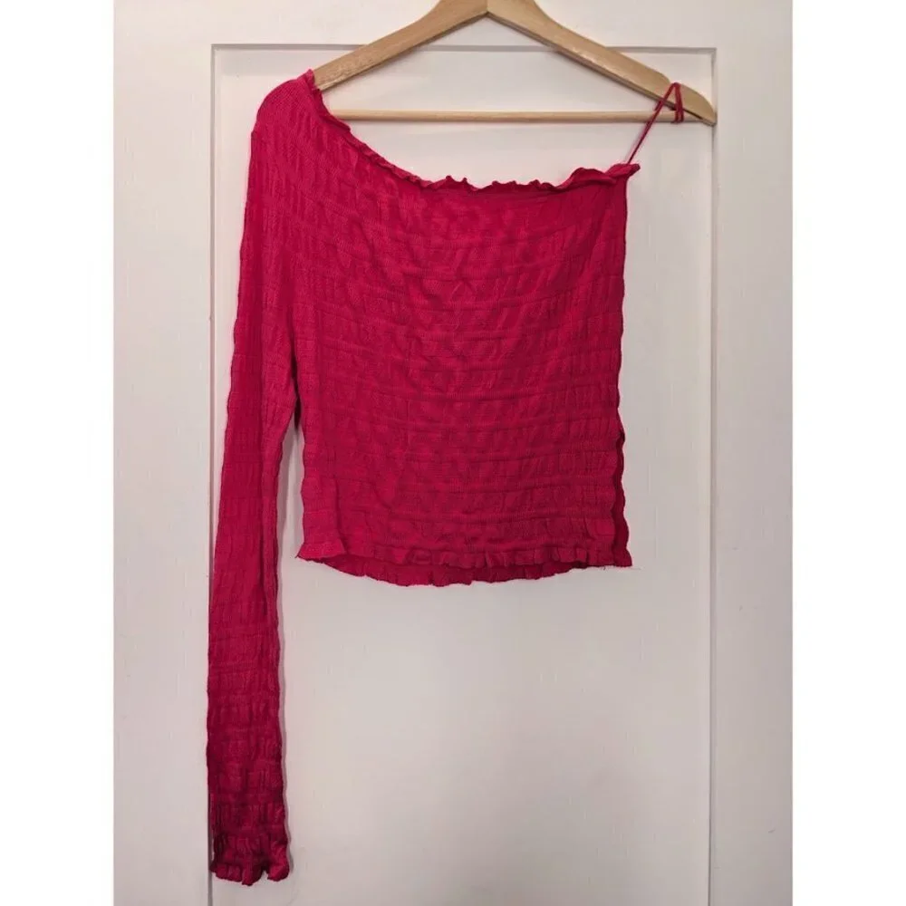 NEW Free People | Jasmine Shirred One Shoulder Top in pink US